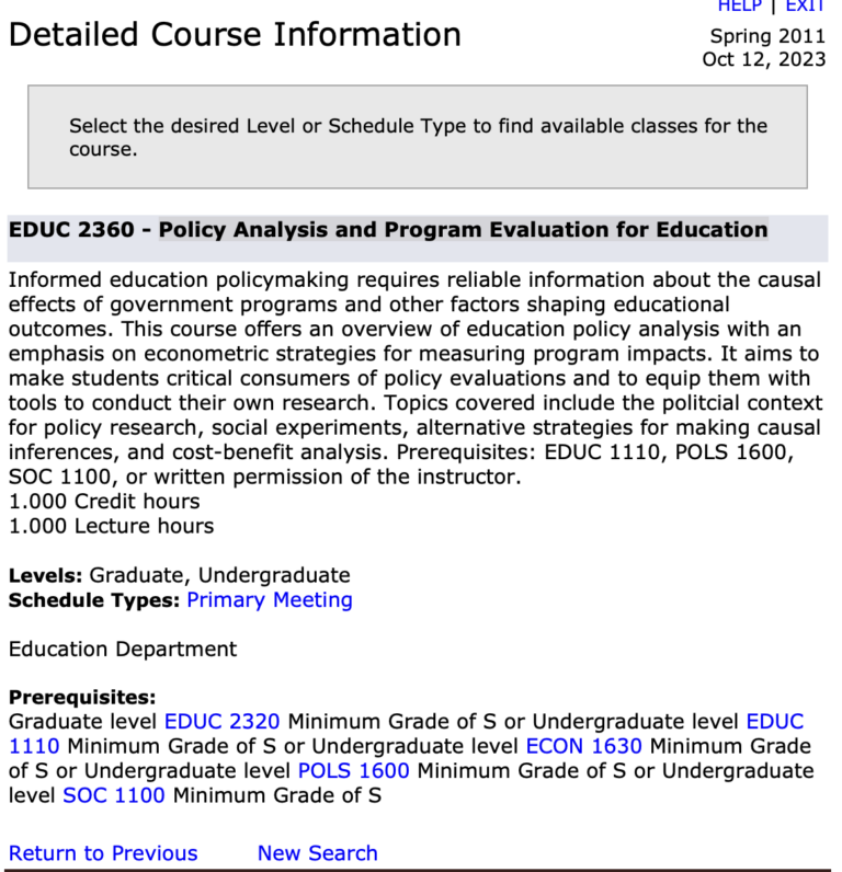 Brown Problem Set #2 – EDUC 2360 – Policy Analysis and Program Evaluation for Education